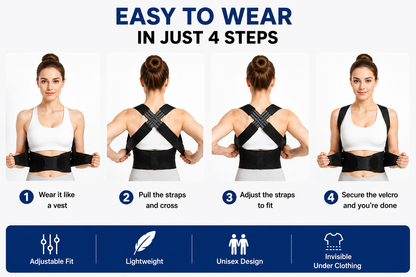 PosturePro™ soft neoprene lining detail comfortable for all-day wear